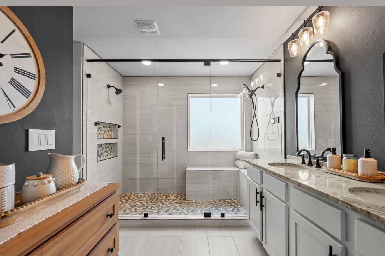 Walk-in shower transformation — after